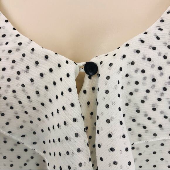 Maurices Fit & Flare Blue White Polka Dot Sundress Layered Handkerchief Hem - Picture 6 of 16
